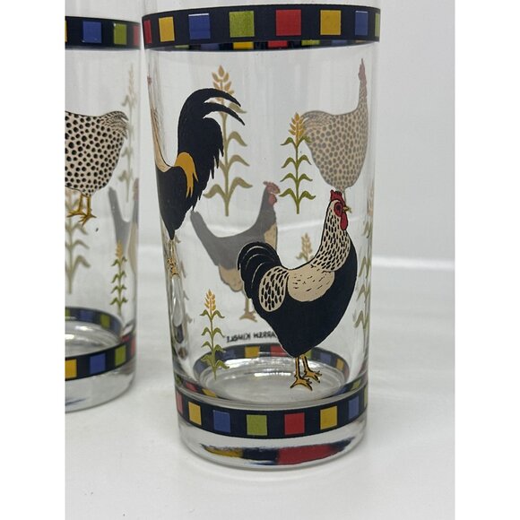 VTG Warren Kimble Country Quartet Rooster Tumblers Set of 2 | 14oz Farmhouse 6" - Picture 3 of 6